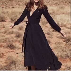 Christy Dawn Elsa Silk wrap Dress rare black silk long sleeve fall boho bohemian